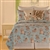 Under the Sea,  A print of seashells and sea flora will add a relaxing and tranquil feeling to  to any bedroom.The quilt features a scalloped edge, and is covered with a pattern of shells and sea plants in coral and tan on a soft aqua ground.