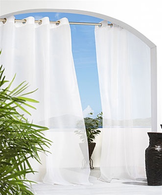 Cote D'Azure by Commonwealth -Semi sheer linen like curtains provide privacy and allow you protection from the sun without blocking the view. Our Outdoor Sheer Panels have 8 silver stainless steel plated grommets that will slide effortlessly