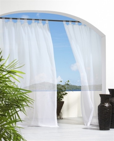 Escape from the strong sun. Sheer curtains provide privacy and allow you protection from the sun without blocking the view. Our Outdoor Sheer Panels have 8 tabs that will slide effortlessly on a decorative rod. There is no need to remove the rod