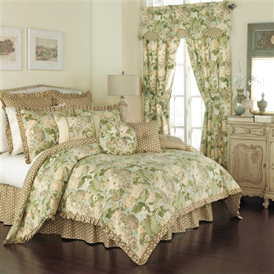 Garden Glory by Waverly - Breathe new life into your bedroom with the lovely Waverly Garden Glory Reversible Comforter Set. The beautiful bedding features florals in shades of neutrals and greens on a soft blue, textured ground which reverses