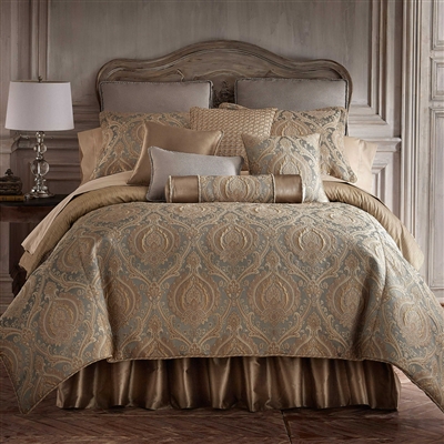 Norwich by Rose Tree- "Majestic" is the only way to describe this elegant ensemble from Rose Tree.
The centerpiece is the reversible comforter that features a classic woven damask medallion pattern in a beautiful muted color palette of mushroom and slate