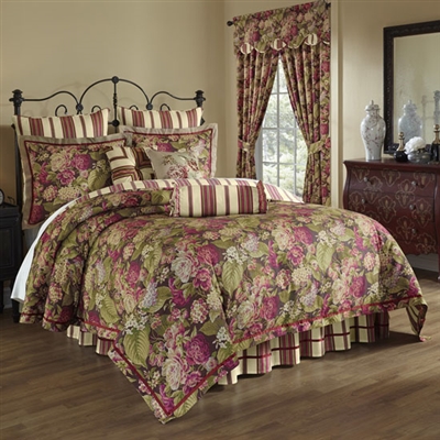 Floral Flourish Cordial- Enhance your bedroom with this opulent ensemble by Waverly. This beautiful set features rich florals in a rich warm palette of plum, crimson and green.