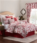 Savoy.. a large scale allover leaf pattern in tones of spicy red and dusty rose on an off white textured ground