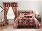 An elegant large scale floral on a rich wine colored faux snake skin ground