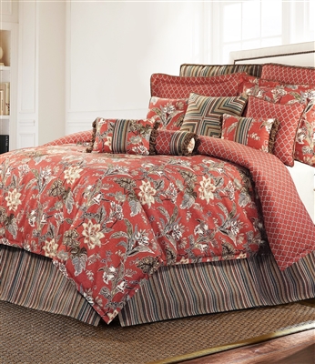Durelme - Brighten up your room with this vibrant and beautiful floral ensemble from Rose Tree. This traditional floral in shades of brown, mocha, blue, green, and maize on a rich red ground.