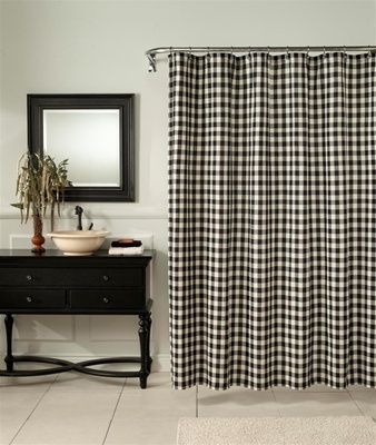 Classic Check Shower Curtain-classic buffalo check in midnight black. This is a timeless style that is complimentary to all decors.100% Polyester, Machine Washable