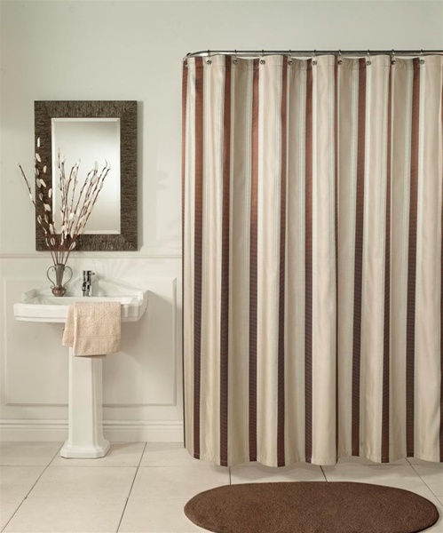 Hudson Stripe shower curtain, luxurious woven jacquard