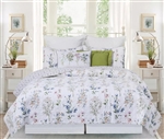 This large-scale floral botanical print with vibrant pink and blue blooms easily brightens any bedroom. You can also reverse Cynthia to a versatile blue and white geometric design that effortlessly combines traditional allure and contemporary geometric