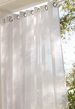Sheer curtains provide privacy and allow you protection from the sun without blocking the view. Our Outdoor Sheer Panels have 8 silver stainless steel plated grommets that will slide effortlessly on a decorative curtain rod.