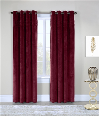Victorian Velvet,  Classic and elegant this velvet panel will add a luxurious look to any room. Plush and soft velvet with four rows of sewn in pleats at the top of each panel.