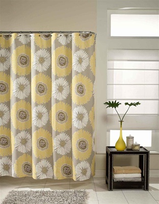 Bloom Shower Curtain Contemporary, Girly Gray Shower Curtains
