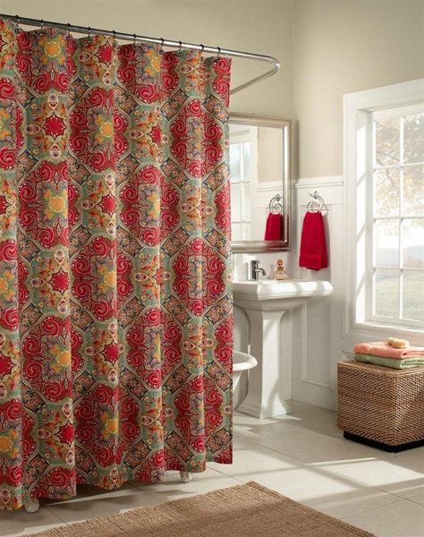 Kashmir Shower Curtain Fashion Colors, Brown And Red Shower Curtain
