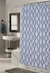 Geneva Blue/Brown Fabric Hookless Shower Curtain