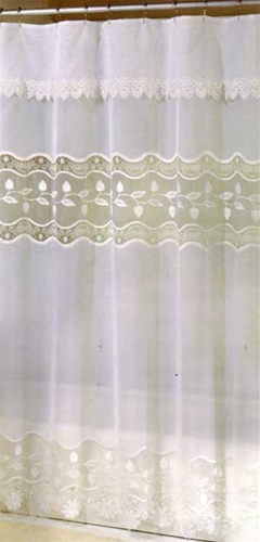 Elegant Embroidery With Macrame Lace, Lace Shower Curtains
