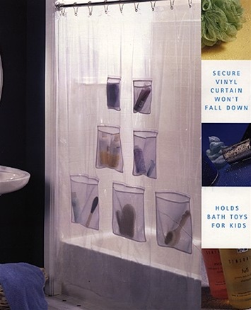 Seven Mesh Pockets Shower Organizer, 100 Nylon Shower Curtain Liner
