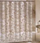 Elegant sheer burnout design. The shower curtain is a  poly linen/cotton blend.
Shower curtain is 70" W x 72" L  Machine Washable